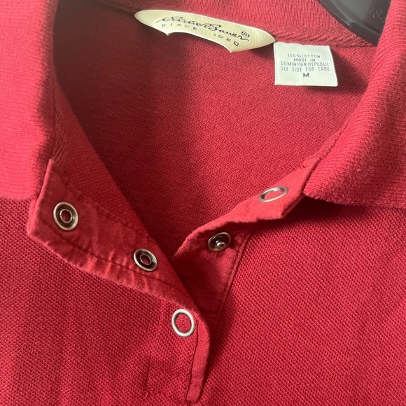Eddie Bauer Cotton Polo Medium Short Sleeve Snap Button Golf Preppy Resortwear - Picture 4 of 9